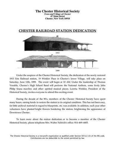 Station Dedication Flyer  1999-03-10